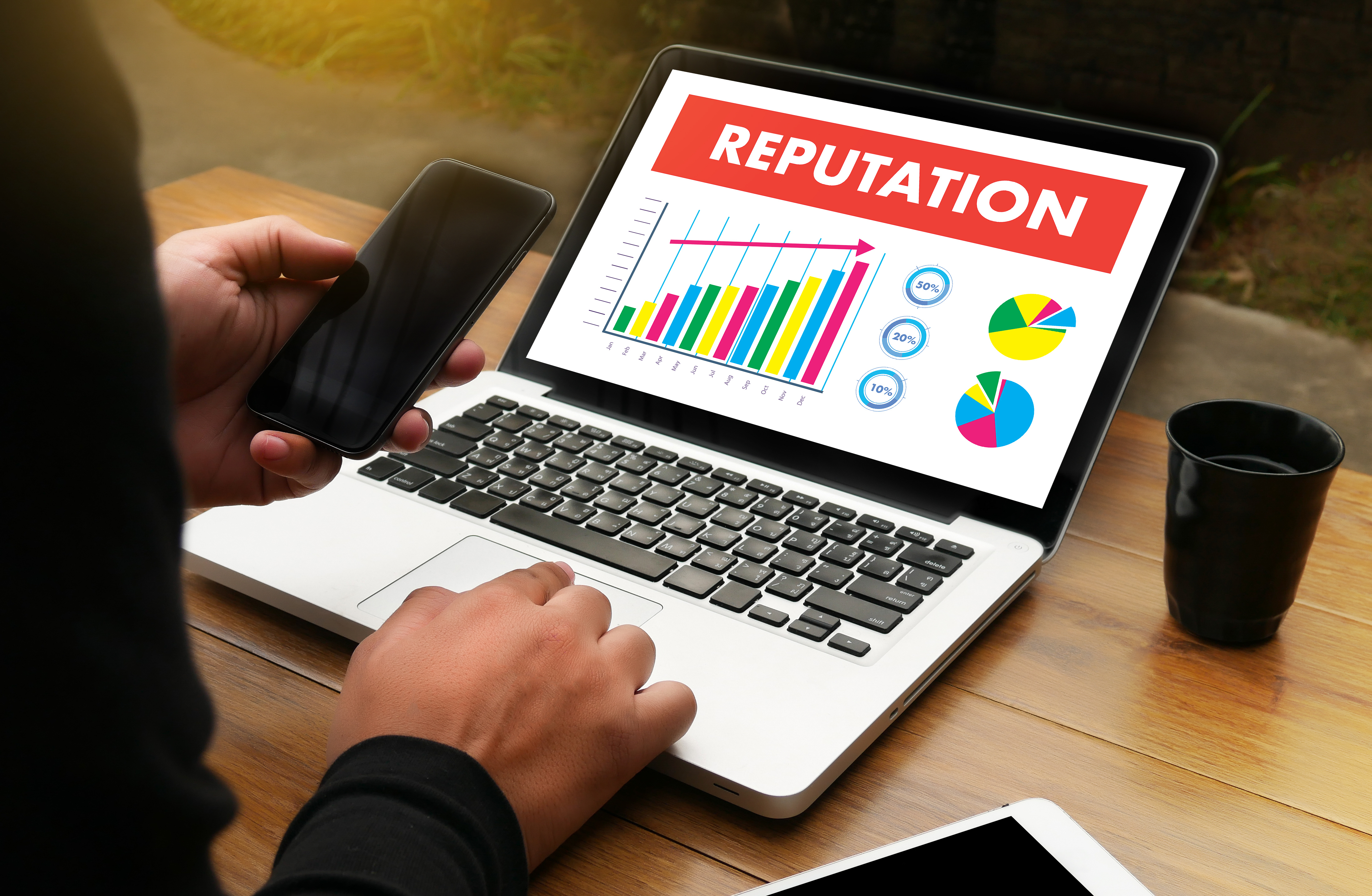 A stock photo displaying a graph, showing a rise in reputation.