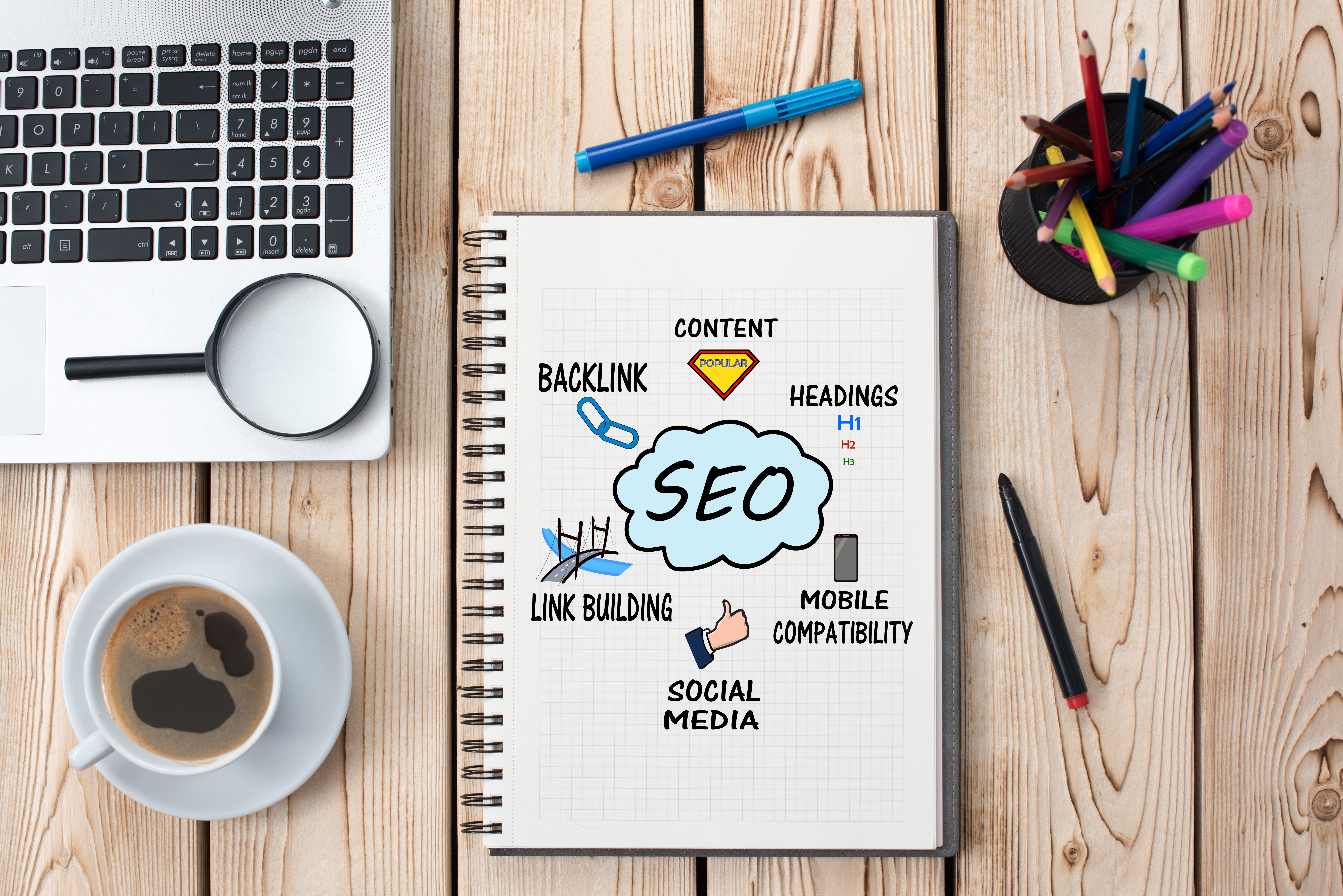 A stock photo displaying a simple seo info graphic.